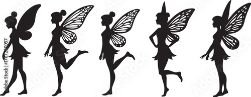 Elegant Fairy Silhouettes Dancing Gracefully in Mystical Shadow Realm