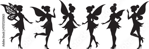 Elegant Fairy Silhouettes Dancing Gracefully in Mystical Shadow Realm