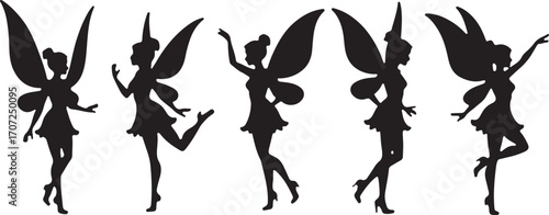 Elegant Fairy Silhouettes Dancing Gracefully in Mystical Shadow Realm
