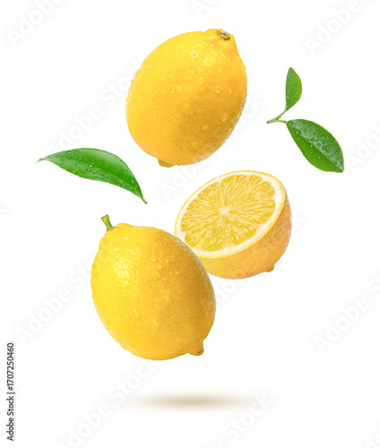 Lemon and lemon slices isolated on white	