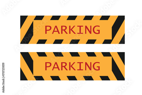 Parking lots have yellow and black lines.