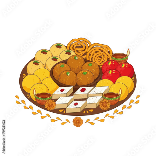 Festive Diwali Delights A Colorful Spread of Traditional Sweets and Treats