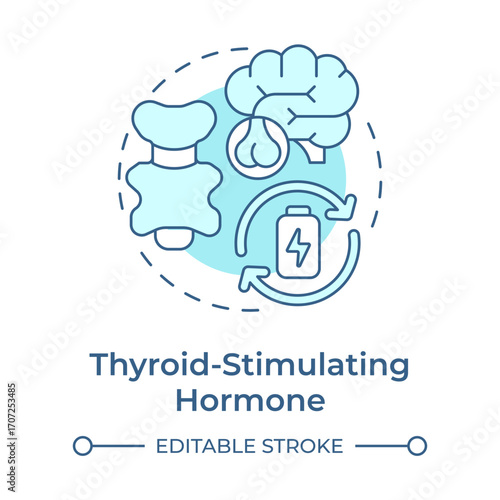 Thyroid stimulating hormone soft blue concept icon. Regulate metabolism, energy levels and body functions. Round shape line illustration. Abstract idea. Graphic design. Easy to use in blog post