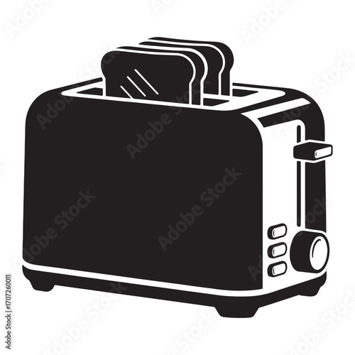 Toaster Silhouette with Toast Slices