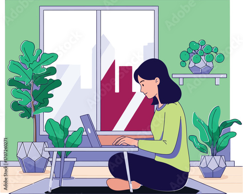 Young woman working on computer