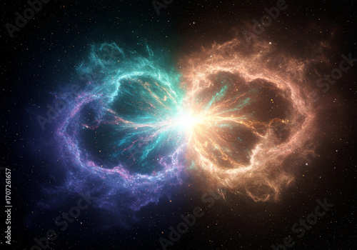 Celestial Dance A Spectacular Cosmic Collision of Energy and Light in Space