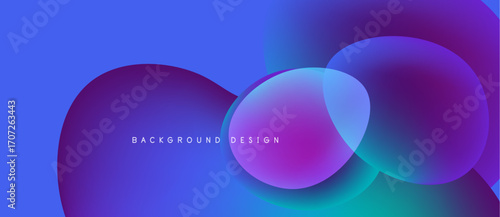 Abstract fluid shapes overlap, creating vibrant blue purple gradients. Modern design element for backgrounds, presentations.