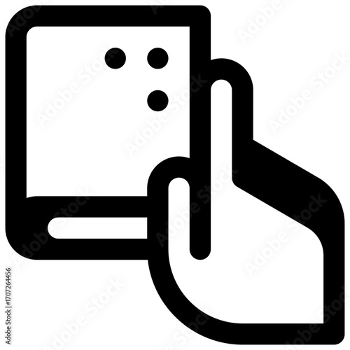 Braille book. Outlined stroke vector icon with black-filled details.