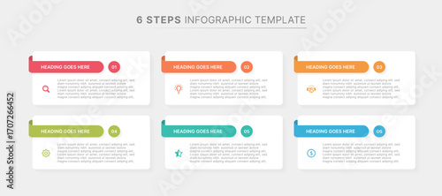 Simple List Business Infographic Design Template with 6 Points