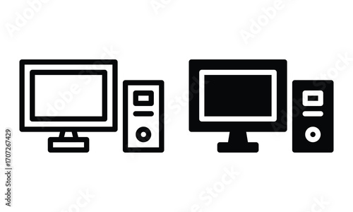 Computer icon with outline and glyph style.