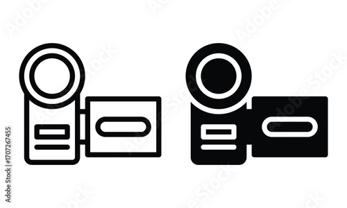 Video camera icon with outline and glyph style.