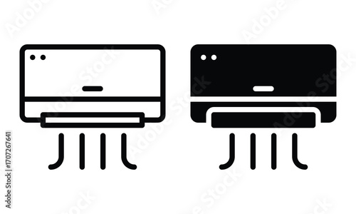 Air conditioner icon with outline and glyph style.