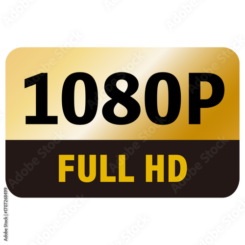 1080P FUll HD ロゴ　アイコン　ゴールド　背景透過