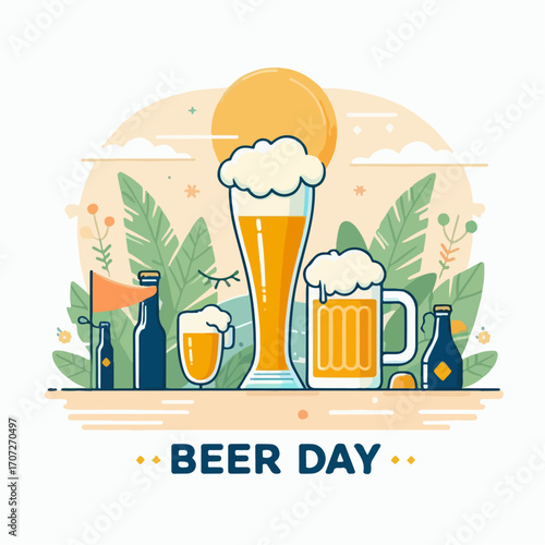 international beer day vector illustration