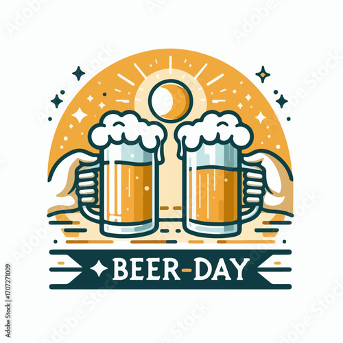international beer day vector illustration