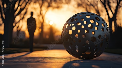 Abstract sphere outdoor pathway