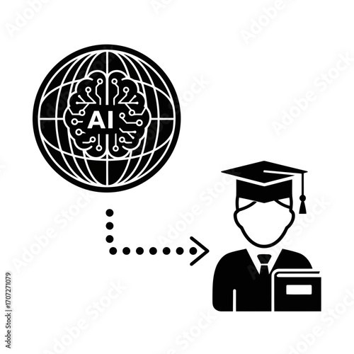 Ai education global learning concept vector illustration scalable eps icon for digital learning vector