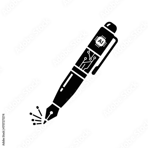 Innovative ai fountain pen vector illustration symbolizing technology and creativity vector
