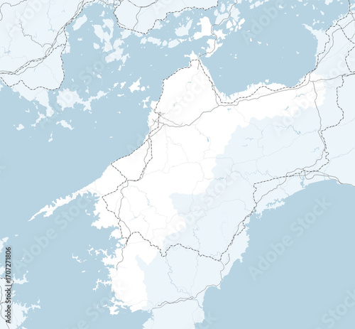 日本の愛媛県と隣接する都道府県を含む、シンプルなロードマップ