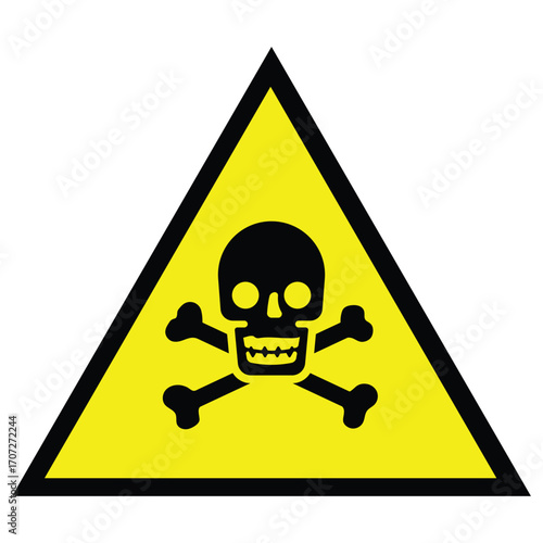 Caution warning human head and boon yellow sign