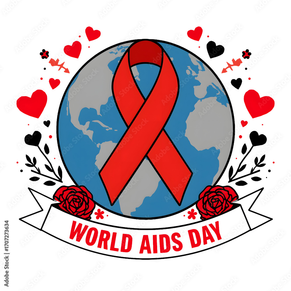 Fototapeta premium World AIDS Day – Global Red Ribbon Symbol of Love and Awareness
