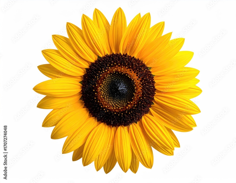 Fototapeta premium Close-up of a vibrant yellow sunflower against a white background (1)