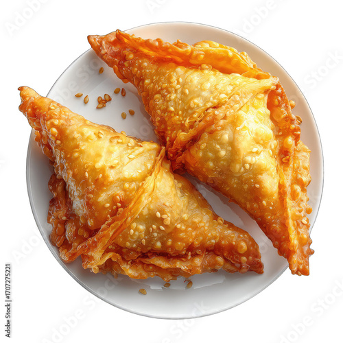 Golden, crispy pastries on a white plate