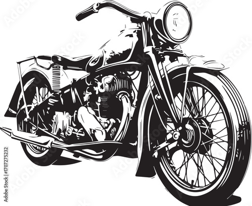 Vintage Motorcycle illustration: An intricately detailed illustration of a classic motorcycle with vintage aesthetics and design, capturing the essence of nostalgia.