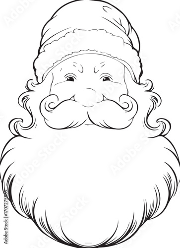 Santa's Festive Gaze: A captivating illustration of Santa Claus, featuring his iconic beard, hat, and the twinkle in his eyes, ready to spread holiday cheer.