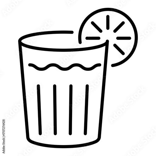 Highball glass icon, symbolizing long mixed drinks, soft drinks, and casual refreshment.