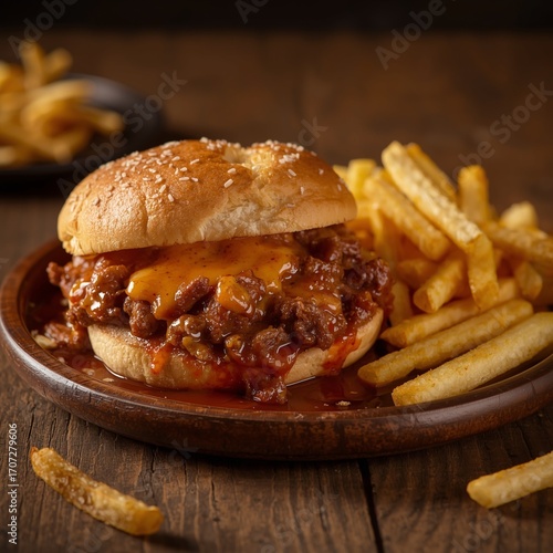 Classic Sloppy Joe Sandwich with Fries