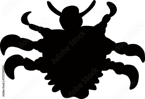 Vector isolated illustration of pubic louse on white background.