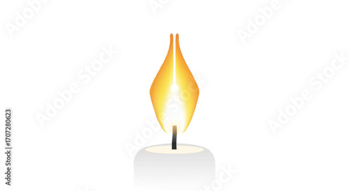 A single candle flame burns brightly on a white background with a warm glow and gentle shadow, symbolizing Random Acts of Poetry Day.