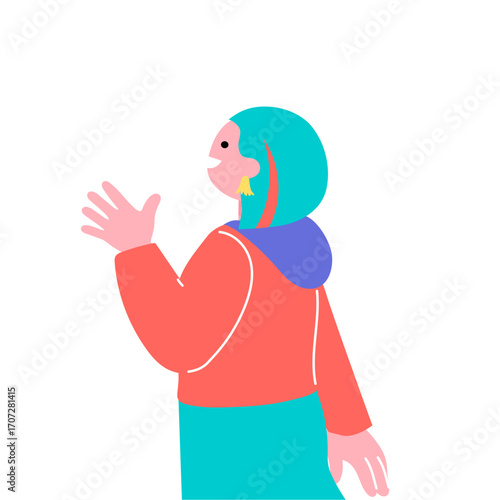 ポップでカラフルなZ世代の若者たちの後ろ姿のイラスト
