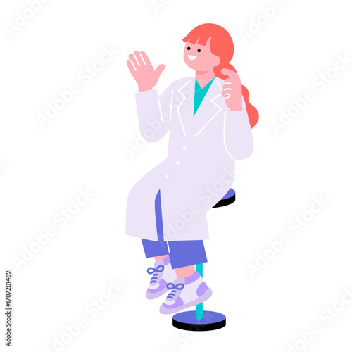 ポップでカラフルな白衣を着た女性のイラスト