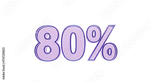 Number eighty percent sign isolated on transparent background