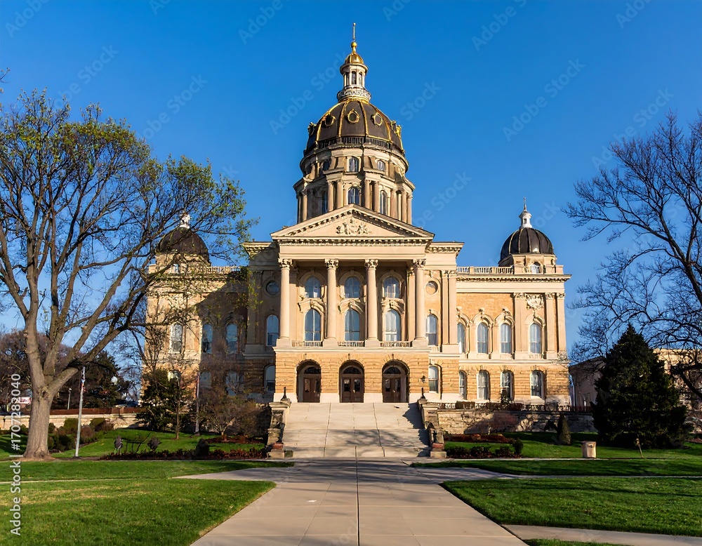 Obraz premium Majestic capitol building, neoclassical design, spring morning