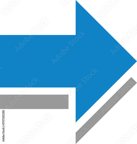 影付き太い矢印のアイコン、青
Thick arrow icon with shadow, blue