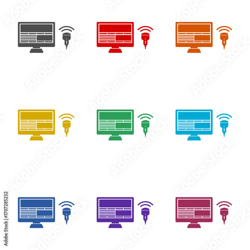 Ultrasound diagnosis  icon isolated on white background. Set icons colorful