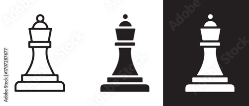 Queen chess piece icons. in different styles isolated on white background.