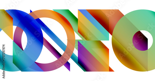 Abstract colorful shapes overlap, creating dynamic visual effect. Gradients blend smoothly, forming modern composition. Bright hues dominate.