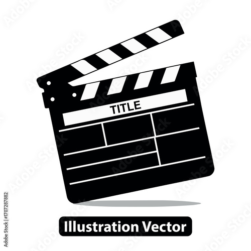 Isolated movie clapper board icon with a blank slate ready for a new film title or scene