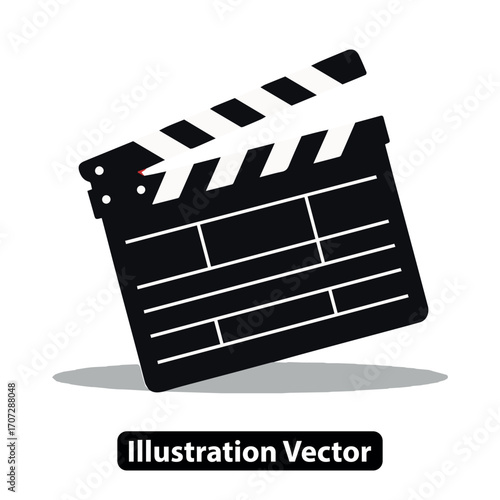 Classic movie clapperboard icon for film production and cinema entertainment vector illustration