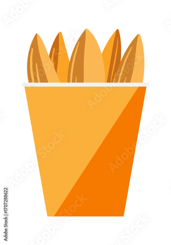 紙カップに盛った太いフライドポテトのイラスト
