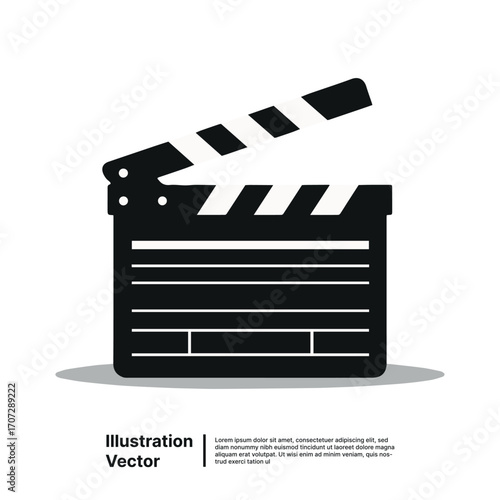 Classic director's clapboard slate vector icon for cinema, filmmaking, and video creation