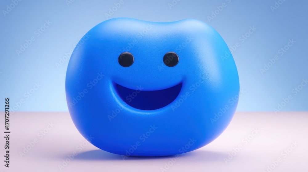 Fototapeta premium A bright blue smiley face icon representing joy and positive emotions in ai emotion alignment and engagement systems