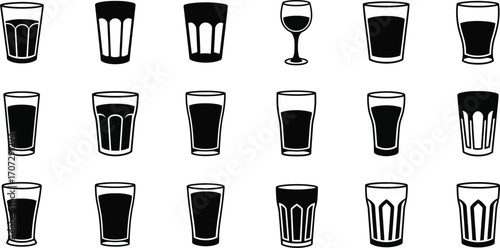 Variety of Beverage Glasses: A collection of various beverage glasses, elegantly captured in monochrome, ready to be filled with your drink of choice.