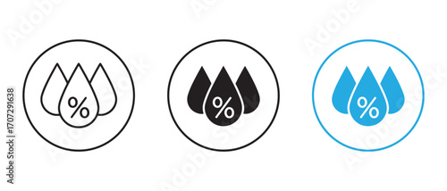Humidity vector icon set. moisture level symbol isolated on white background.
