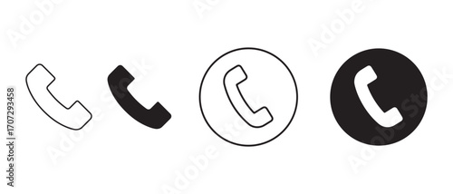 Phone call icons. in different styles isolated on white background.