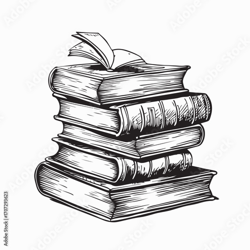 Educational book stack vector illustration isolated on white, ideal for school designs